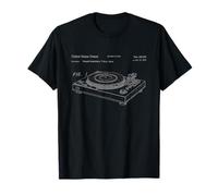 Vinyl Record Player Vintage Patent Blueprint Retro DJ T-Shirt