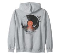 Vinyl Record Player Vinyl Sea Reflection DJ Retro Zip Hoodie