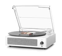 Vinyl Record Player Wireless Bluetooth Turntable with Speakers for Records Belt-Driven Vintage Turntable Support 3-Speed, Headphone, RCA Line, AUX-in for LP Vinyl Players Home Decoration White