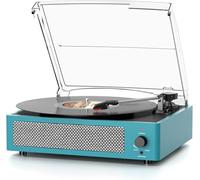 Vinyl Record Player Wireless Bluetooth Turntable with Speakers for Records Belt-Driven Vintage Turntable Support 3-Speed, Headphone, RCA Line, AUX-in for LP Vinyl Players Home Decoration Blue
