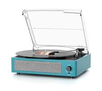 Vinyl Record Player Wireless Bluetooth Turntable with Speakers for Records Belt-Driven Vintage Turntable Support 3-Speed, Headphone, RCA Line, AUX-in for LP Vinyl Players Home Decoration Blue