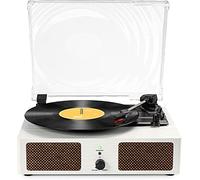 Vinyl Record Player Wireless Turntable with Built-in Speakers and USB Belt-Driven Vintage Phonograph Record Player 3 Speed for Entertainment and Home Decoration（White）