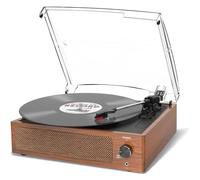 Vinyl Record Player with 2 Built-in Speakers, Bluetooth Receiver, Vintage Turntable Support 3-Speed, 3 Size, Wireless Playback, Headphone, AUX-in, RCA Line LP Vinyl Players Retro Tangerine