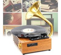 Vinyl Record Player with Bluetooth, Supports 33/45/78 RPM, Includes U Disk, SD Card, and MMC Card Playback