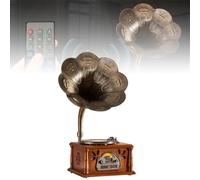 Vinyl Record Player with Bluetooth, USB, CD, FM - Adjustable Bass & Treble, Power-Off Memory, Vintage Phonograph for Home and Parties