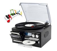 Vinyl Record Player, with Built-in Speakers, Retro Record Player, 3 Speed Vinyl Turntable & Cassette, CD & Cassette Player, with Remote Control, Ideal for Home Entertainment