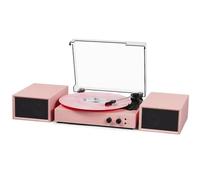 Vinyl Record Player with External Speakers, Vintage 3 Speed Record Player with Dual Speakers, Bluetooth Music Playback, MP3 PC Coding, AUX Input, Headphone Jack and RCA Output