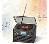Vinyl Record Player with FM Radio and Speakers, Portable CD Player, USB and MP3 Compatible, Easy to Use, Ideal for Indoor and Outdoor Entertainment