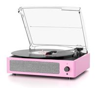 Vinyl Record Player with Speakers Vintage Belt-Driven Turntable for Records Bluetooth Turntable Support 3-Speed, Headphone, RCA Line, AUX-in for LP Vinyl Players Home Decoration Pink