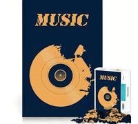 Vinyl Record Playing Music Jigsaw Puzzles for Adults 1000 Mind Boost Game Uniform Size Precise Pieces Travel-friendly Brain Game Gift (38x52cm)