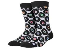Vinyl Record Socks Mens Funny Novelty Music DJ Patterned Crew Cotton Socks Size 8-12 Gifts for Men Retro Lover Birthday
