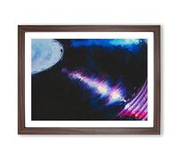 Vinyl Record Spin In Abstract Modern Art Framed Wall Art Print, Ready to Hang Picture for Living Room Bedroom Home Office Décor, Walnut A2 (64 x 46 cm)