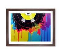 Vinyl Record Splash Abstract H1022 Framed Print for Living Room Bedroom Home Office Décor, Wall Art Picture Ready to Hang, Walnut A4 Frame (34 x 25 cm)