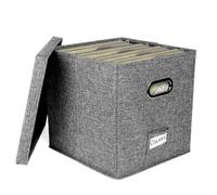 Vinyl Record Storage Box for 12 inch Records | Vinyl Record Storage Bag for up to 50+ Albums | Stylish Vinyl Storage Case with Lids | LP Storage Boxes for Albums, CDs, Passports, Magzine, Files