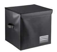 Vinyl Record Storage Box - Holds 60+ Records | Stackable & Collapsible LP Organizer with Dust-Proof Lid | Portable Handle Design for DJs, Collectors & Music Lovers (Black) (1-pack, 12inch)