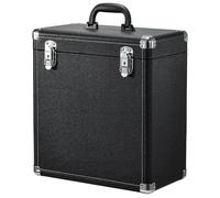 Vinyl Record Storage Case LP Storage Box Record Box Portable Album Collection Display Box Water Resistant Organizer Storage Holds 45 Valuable Records 7/10/12 Inch with Mesh Bag, Black