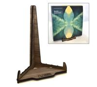 Vinyl Record Storage Holder Display Mini Stand, Now Playing, up to 10 Records, Walnut Veneer