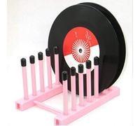 Vinyl Record Storage Holder Stand Cleaning Device Drying Rack Display - Vinyl Plastic and Silicone top Rack Holds up to 6 Album Lp’s - for 12" and 7" Records，(Does not Include Records) (Pink)