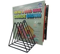 Vinyl Record Storage Holder Stand - Premium Triangle Metal Wire Magazine Rack and Book Holder holds up to 33 Lp Album Records, Functional and Contemporary Vinyl Record Rack Organizer (Black)