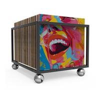 Vinyl Record Storage On Wheels - Sturdy Metal Structure - Holds up to 100 Albums - Stylish Organizer for Your Vinyl Collection