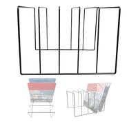 Vinyl Record Storage Rack - Black Wrought Iron Tabletop Album Display Stand, & Newspaper Organizer, Modern Metal Book Stand and Photo Stand for