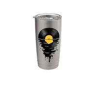 Vinyl Record Sunset Design - Retro Vinyl Music Lover Stainless Steel Insulated Tumbler