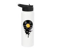 Vinyl Record Sunset Design - Retro Vinyl Music Lover Stainless Steel Insulated Water Bottle