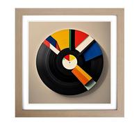 Vinyl Record Suprematism No.1 Framed Wall Art Print, Ready to Hang Picture for Living Room Bedroom Home Office, Oak 18 x 18 Inch (45 x 45 cm)