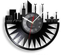 Vinyl Record Wall Clock 12 Inch Saudi Arabia Mecca Skyline Vinyl Record Wall Clock For Bedroom Islamic Mosque Wall Art Architecture Home Decor Muslim Wall Clock
