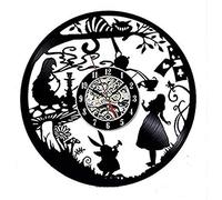 Vinyl Record Wall Clock Modern Design On 3D Stickers Decorative Kids Room Alice In Wonderland Clocks Wall Clock Home Decor With Led,No Led