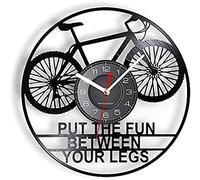 Vinyl Record Wall Clocks Go Cycling For Fun Vinyl LP Record Wall Clock Healthy Exercise Low-carbon Lifestyle Riding Bike Bicycle LED Wall Watch Art Decor LED Clock Gifts