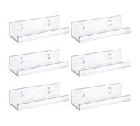 Vinyl Record Wall Holder - Display Album Covers, Set of 6 Invisible Floating Shelves, Width 10 cm + Double Fixation, Transparent Acrylic - for LP Collectors & Decoration