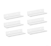 Vinyl Record Wall Shelf, Clear Acrylic LP Display Rack 6 Pack Floating Holders for Wall Mounted Album Display and Music Room Record Storage