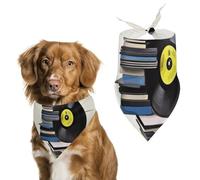 Vinyl Records and Tapes Dog Bandana Triangle Dog Scarf Washable Polyester Dog Bibs Cute Pet Bandana for Medium Large Dogs Puppy and Cats