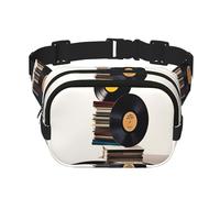 Vinyl Records And Tapes Fanny Pack For Women Waterproof Adjustable Belt Bags Waist Pack Fashion Casual Crossbody Bags Bum Bag For Running Workout Hiking Traveling, Black, One Size
