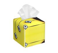 Vinyl Records and Tapes Print Leather Tissue Box Cover - Foldable Organizer Holder - Easy Storage & Decorative Tissue Box Cover