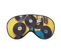 Vinyl Records and Tapes Sleep Mask Light Block-Out Eye Mask for Side Sleeper Pressure-Free Soft Night Blindfold with Adjustable Strap Breathable Sleep Eye Cover for Travel