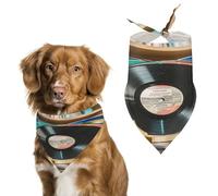 Vinyl Records Dog Bandana Cat Dogs Kerchief Triangle Bibs Scarf Lightweight Breathable Pet Scarfs Adjustable Bib Handkerchief Cute Soft Pet Bib for Small Medium Large Dog