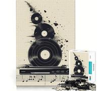 Vinyl Records Jigsaw 1000 Pieces Focus Building Toy Zero Gap Rewarding Activity for Rainy Days (38x52cm)