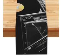 Vinyl Records Linen Table Runner Wrinkle Free Farmhouse Dining Tables Runners, Burlap Kitchen Tablecloths 13" X 72" Decorative Table Cover for Party Coffee Holiday Decor