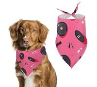 Vinyl Records Musical Notes 80s Cute Dog Bandana Triangle Adjustable Washable Cat Scarf Pet Accessories