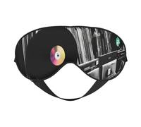 Vinyl Records Sleep Mask for Women & Men - Double-Sided Eye Mask with Adjustable Strap, Soft Silky Feel, Light-Blocking & Breathable for Travel, Nap, Shift Work, Yoga