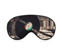 Vinyl Records Sleep Mask for Women Men, Soft Eye Mask with Adjustable Strap for Sleeping, Light Blocking Travel Blindfold for Nap Comfortable Eye Cover for Home Office
