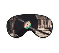 Vinyl Records Sleep Mask, Ultra Soft Eye Mask for Sleeping with Adjustable Strap, Comfortable Lightweight Blindfold Eyeshade, Total Blackout Eye Cover for Night Sleep Travel Office Nap