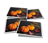 Vinyl Rectangle Stickers (Set of 4) 10cm - Happy Halloween Pumpkin Autumn for Laptops, Tablets, Luggage, Scrap Booking, Fridges #63159