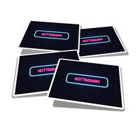 Vinyl Rectangle Stickers (Set of 4) 10cm - Neon Sign Design Nottingham City England for Laptops, Tablets, Luggage, Scrap Booking, Fridges #350214