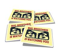 Vinyl Rectangle Stickers (Set of 4) 10cm - Phrase Orwell's Controlled Government for Laptops, Tablets, Luggage, Scrap Booking, Fridges #59682