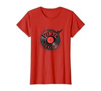 Vinyl Revival Retro Record Music Lover T-Shirt, Women, Red, XS