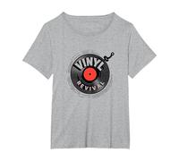 Vinyl Revival Retro Record Music Lover T-Shirt, Women's Plus, Heather Grey, 2X