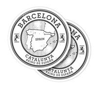 Vinyl Round Stickers (Set of 2) 10cm - BW - Barcelona Catalunya Spain Espana Map for Laptops, Tablets, Luggage, Scrap Booking, Fridges #40291